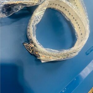 SHEIN White Crystal-Trim Women's Belt